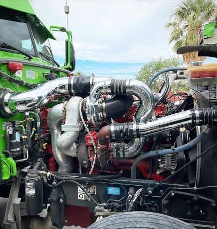 Turbo rebuild in progress on a Majestic Diesel service truck